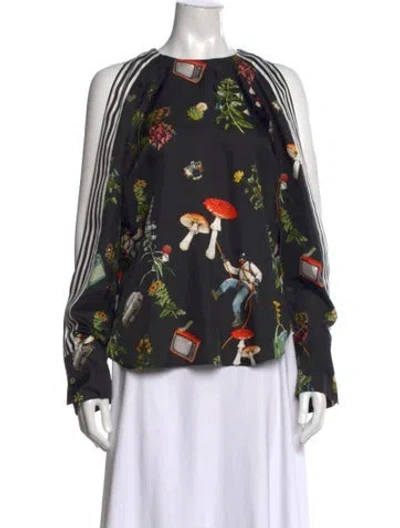 Pre-owned Monse Silk Graphic Print Top In Black