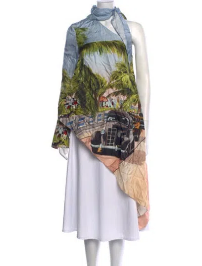 Pre-owned Monse Silk Graphic Print Top In Blue