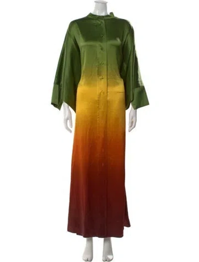 Pre-owned Monse Silk Long Dress In Green