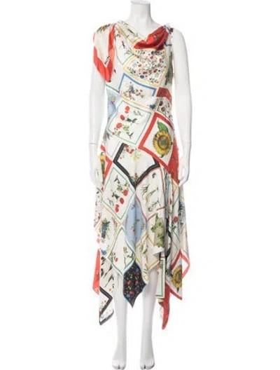Pre-owned Monse Silk Long Dress In White