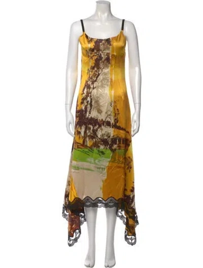 Pre-owned Monse Silk Long Dress In Yellow