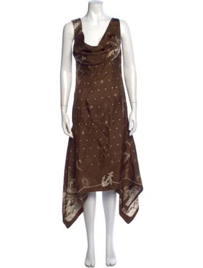 Pre-owned Monse Silk Midi Length Dress W/ Tags In Brown