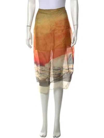 Pre-owned Monse Silk Midi Length Skirt In Yellow
