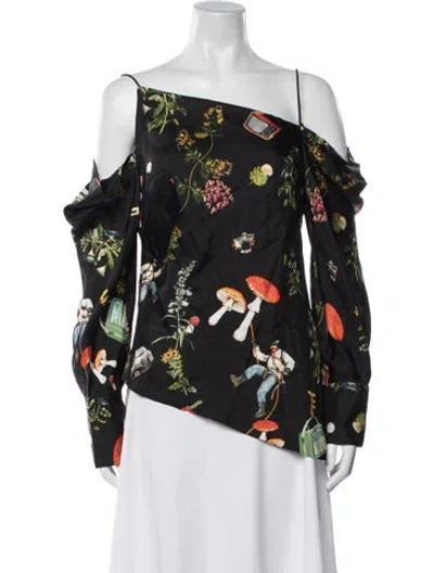 Pre-owned Monse Silk Printed Top In Black