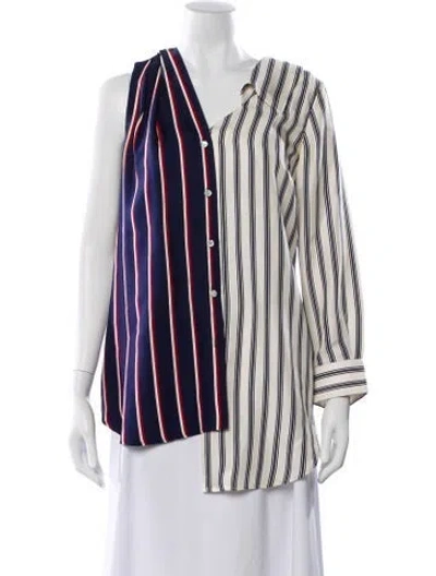 Pre-owned Monse Silk Striped Blouse In Blue/neutrals