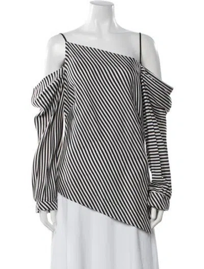 Pre-owned Monse Silk Striped Top In White