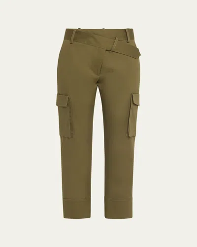Monse Slanted Waistband Cargo Pants In Olive