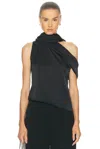 Monse Sleeveless Asymmetric Scarf Top In Black