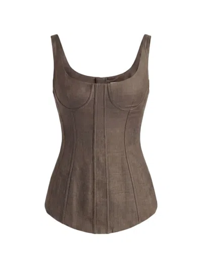 Monse Sleeveless Corset Top In Brown