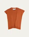 Monse Sleeveless Knit Tie-neck Layered Top In Brown