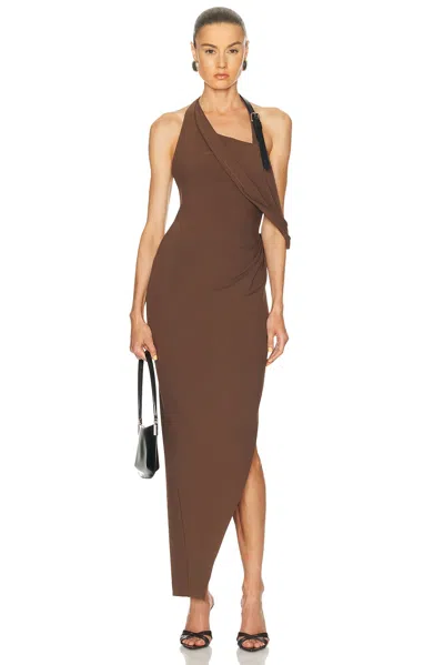 Monse Soft Drape Cowl Dress In Brown