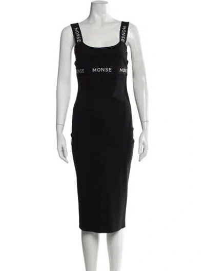 Pre-owned Monse Square Neckline Midi Length Dress In Black