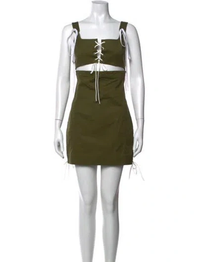Pre-owned Monse Square Neckline Mini Dress In Green