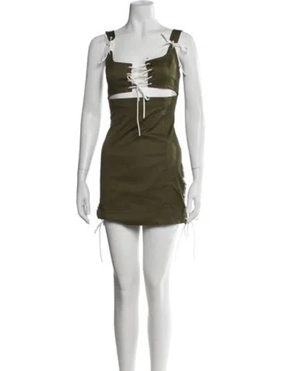 Pre-owned Monse Square Neckline Mini Dress W/ Tags In Green