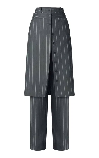 Monse Straight-leg Mid-rise Double-layer Stretch-wool Pants In Black