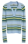 Monse Stripe Jacquard Polo In Blue Stripe