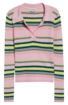 Monse Stripe Jacquard Polo In Pink Stripe