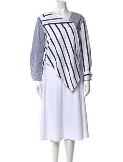Pre-owned Monse Striped Asymmetrical Blouse In White