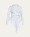 Monse Striped Belted Asymmetric Wrap Blouse In White