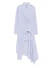 Monse Cascade Stripe Long Sleeve Deconstructed Shirtdress In Blue