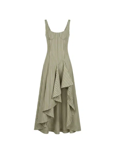 Monse Striped Corset Dress In Green