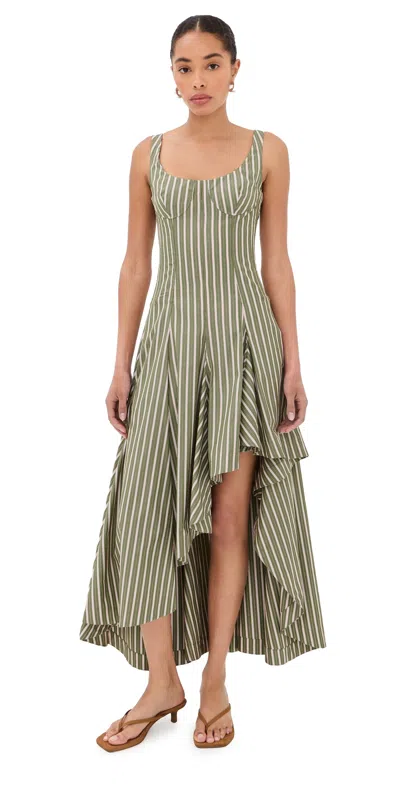 Monse Striped Corset Dress Sage Multi In Green