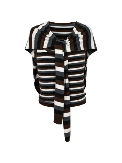 Monse Striped Detachable-overlay Scoop-neck Top In Black