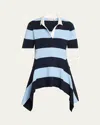 Monse Striped Half Placket Knit Polo Top