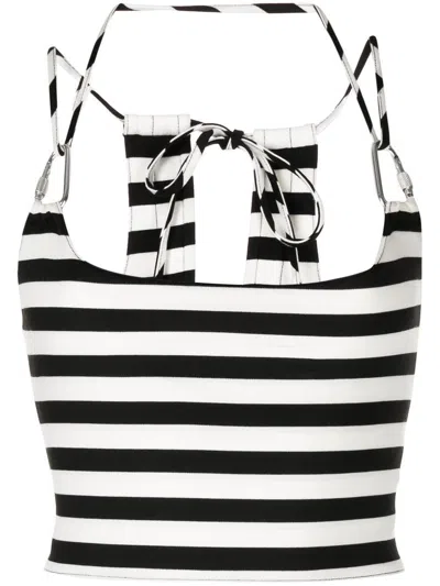 Monse Striped Halterneck Cropped Top In White