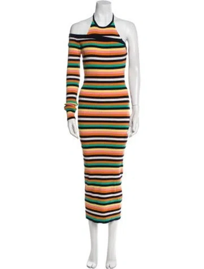 Pre-owned Monse Striped Long Dress In Orange