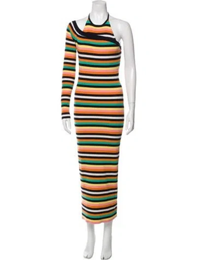 Pre-owned Monse Striped Long Dress In Orange