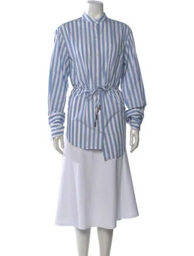 Pre-owned Monse Striped Long Sleeve Button-up Top In Blue