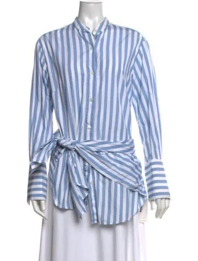 Pre-owned Monse Striped Long Sleeve Button-up Top In Blue/white