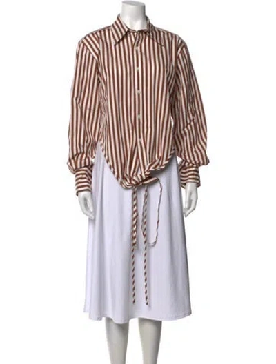 Pre-owned Monse Striped Long Sleeve Button-up Top W/ Tags In Brown