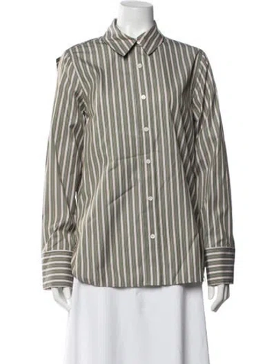 Pre-owned Monse Striped Long Sleeve Button-up Top W/ Tags In Green