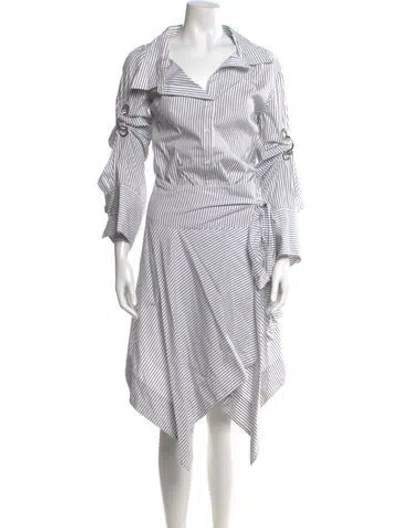 Pre-owned Monse Striped Midi Length Dress In White