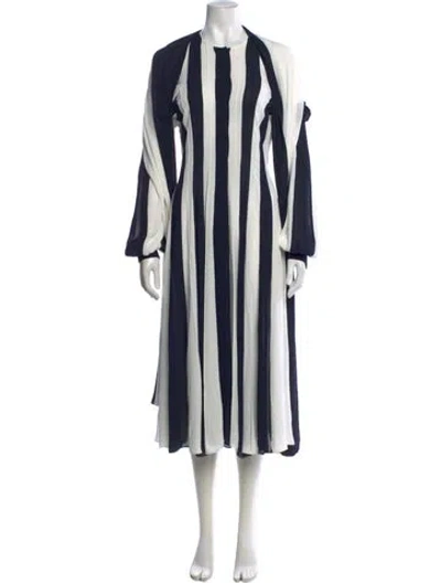 Pre-owned Monse Striped Midi Length Dress In White