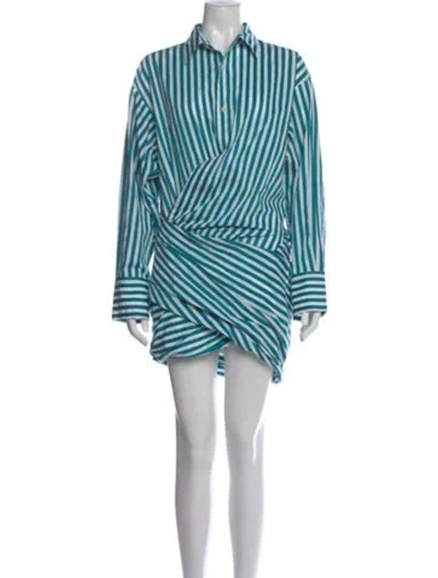 Pre-owned Monse Striped Mini Dress In Green