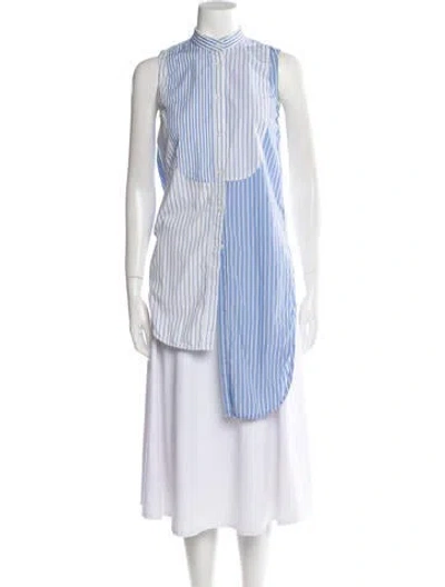 Pre-owned Monse Striped Mock Neck Tunic In Blue