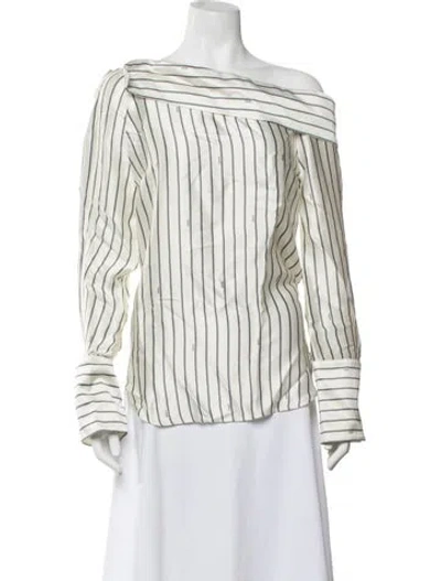 Pre-owned Monse Striped Off-the-shoulder Blouse In White