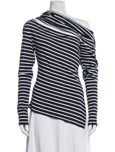 Pre-owned Monse Striped Off-the-shoulder Top In Blue/white