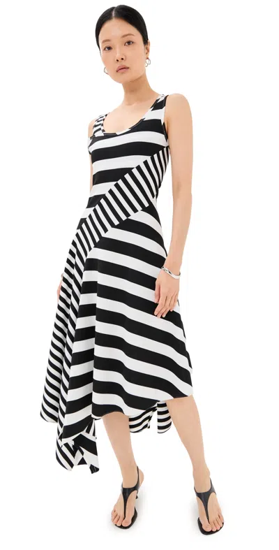 Monse Striped Panel Tank Dress Black/white Stripe