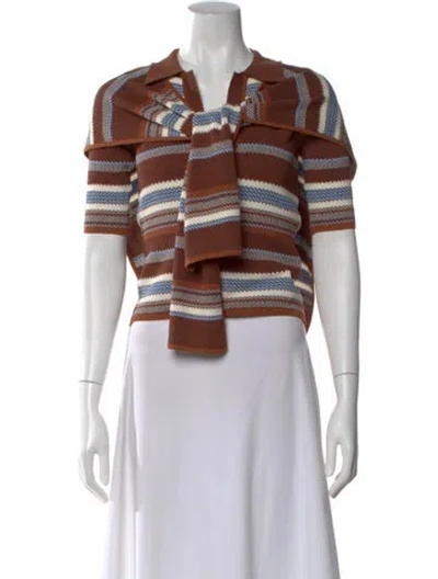 Pre-owned Monse Striped Short Sleeve Top In Brown