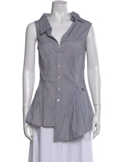 Pre-owned Monse Striped Sleeveless Button-up Top In Blue
