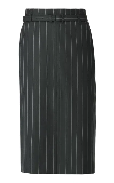 Monse Striped Stretch-wool Midi Pencil Skirt In Black