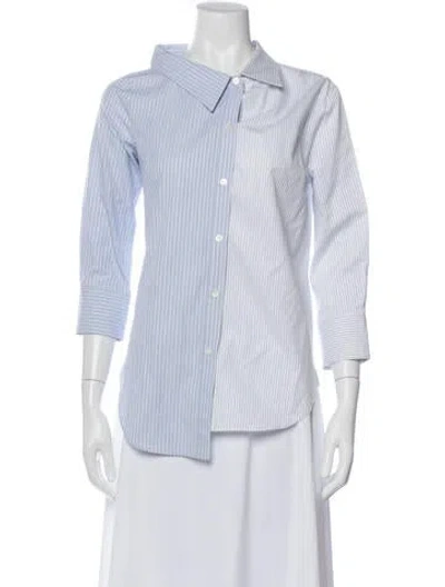 Pre-owned Monse Striped Three-quarter Sleeve Button-up Top In Blue