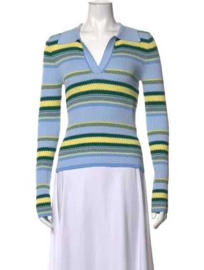Pre-owned Monse Striped V-neck Polo In Blue