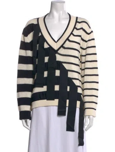 Pre-owned Monse Striped V-neck Sweater In Black/neutrals