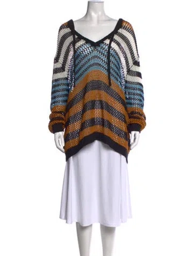 Pre-owned Monse Striped V-neck Sweater In Brown