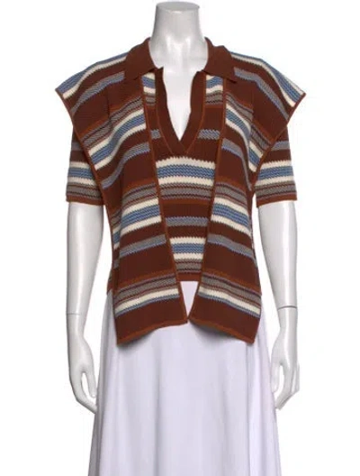 Pre-owned Monse Striped V-neck Sweater In Brown